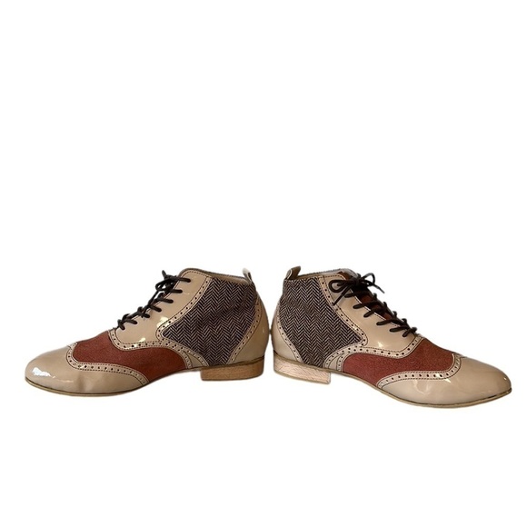 Dsign Step Leather With Broguing Herringbone Tweed Booties - Size US 6 - Picture 9 of 15